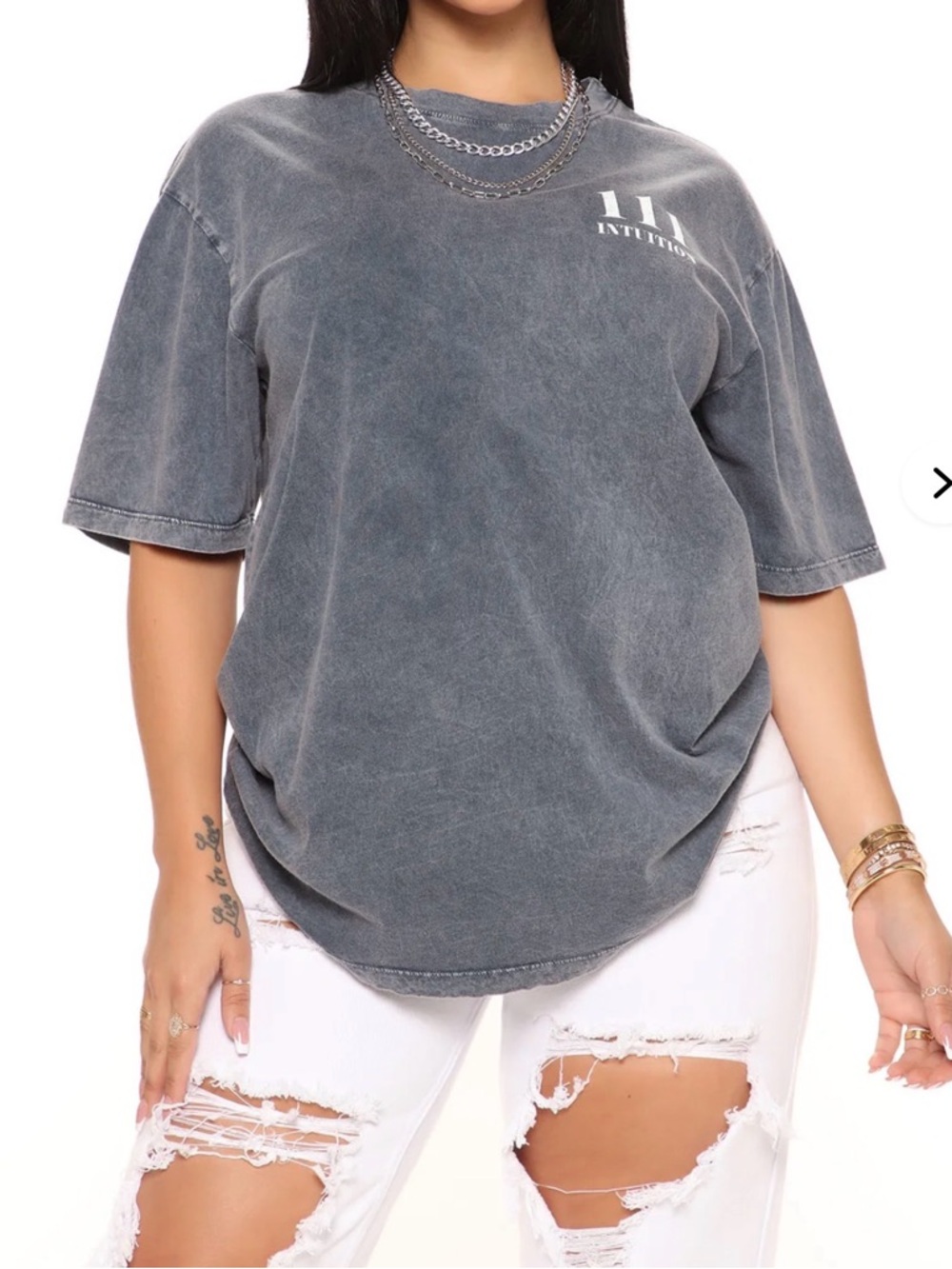 111 Angel Number Tunic Top - Grey/combo